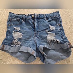 Aero Distressed Blue Denim Shorts